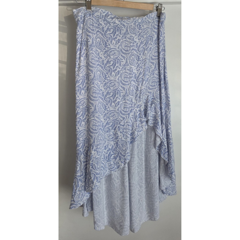 Goa Beachwear By Japna Maxi Skirt Size L Paisley Blue White Boho Long